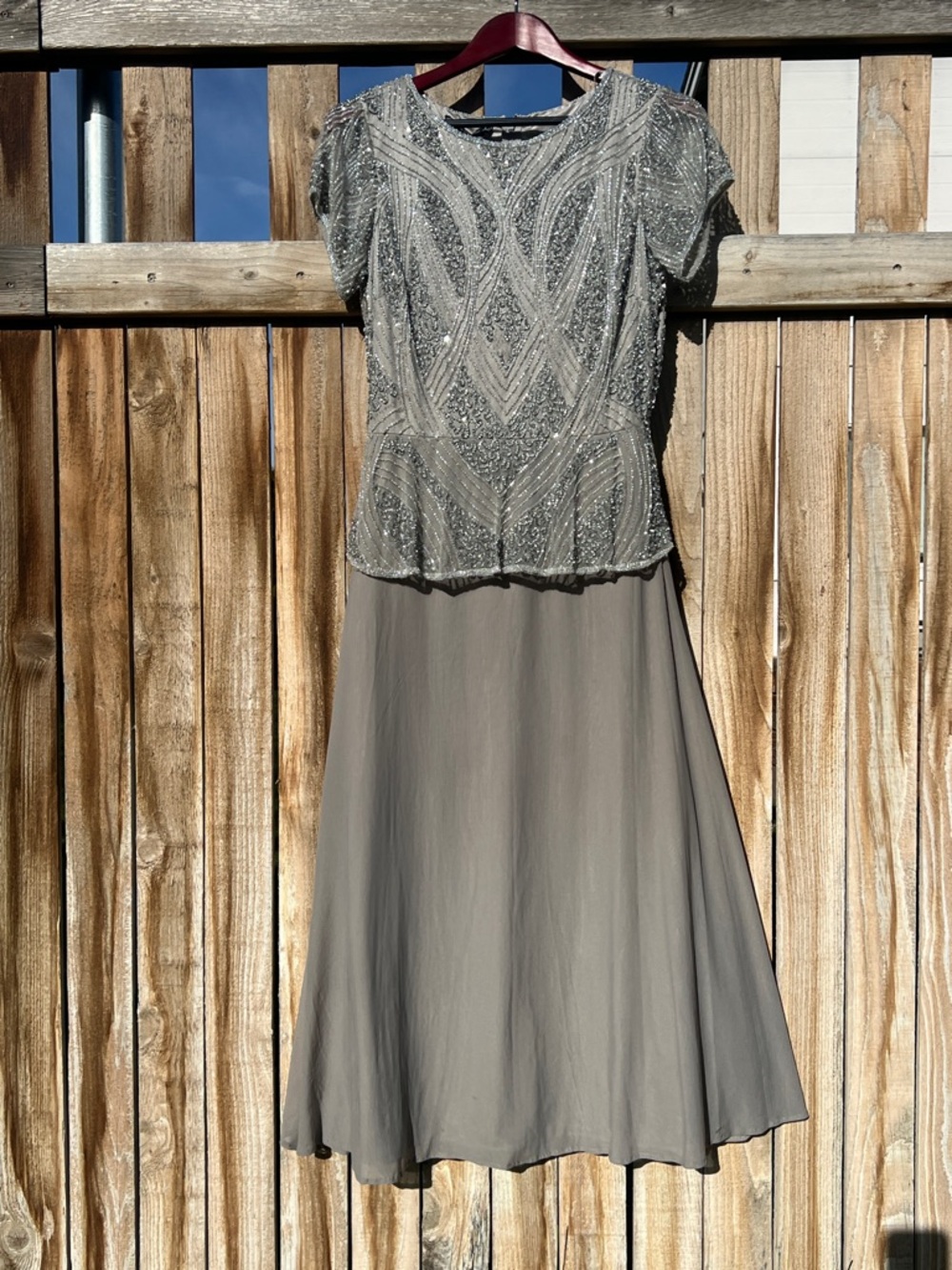 Pisarro Nights Silver Beaded Evening Dress (damaged)